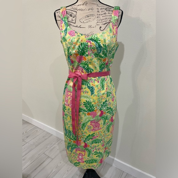 Lilly Pulitzer Dresses & Skirts - Lilly Pulitzer Yellow Miranda Monkey Jungle Print Midi Dress EUC